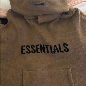 Essentials Taupe Knit Hoodie unisex